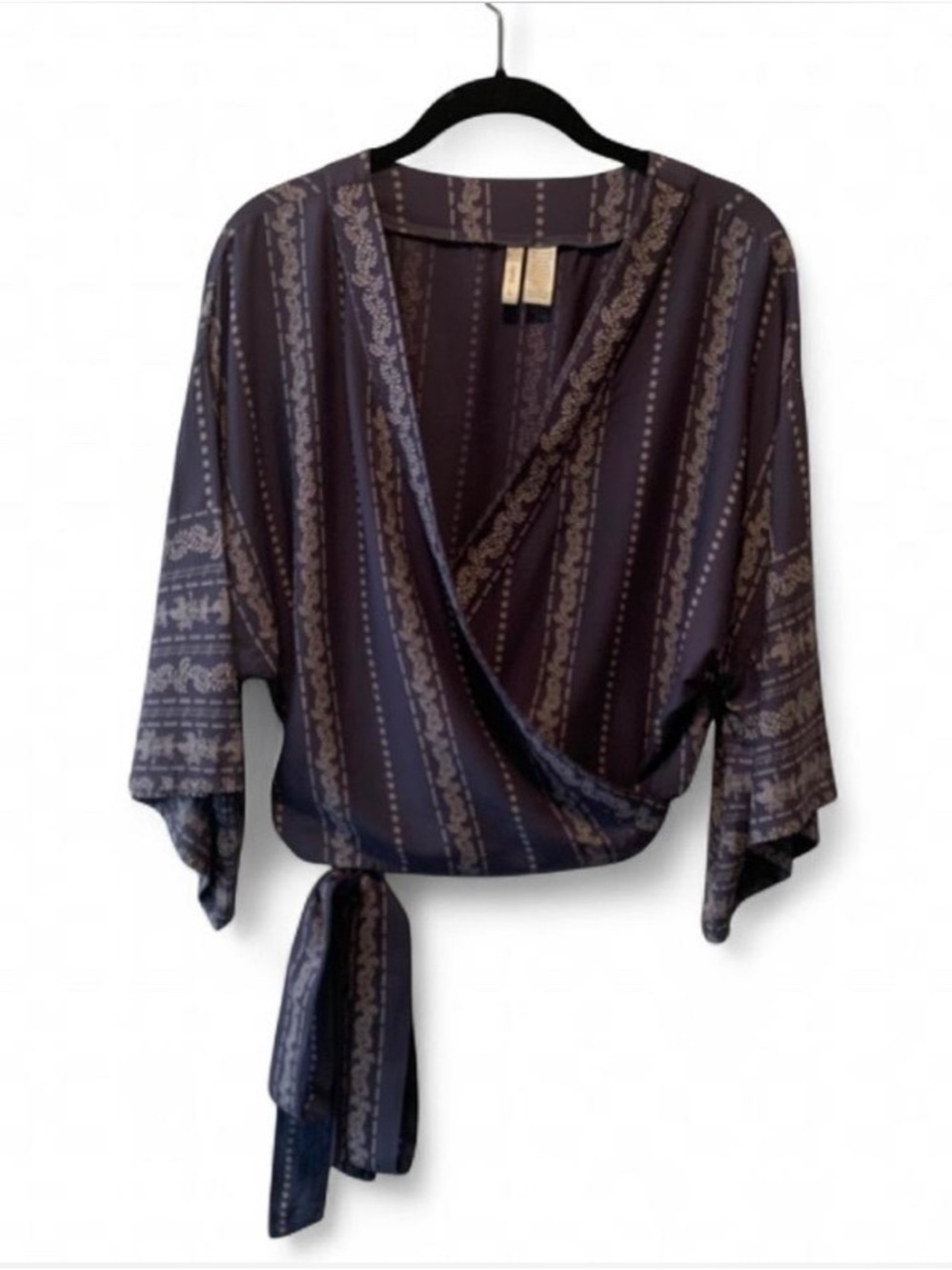 Women's Purple Patterned Wrap Top